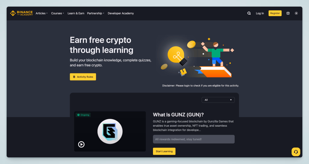 Binance Learn and Earn free Crypto